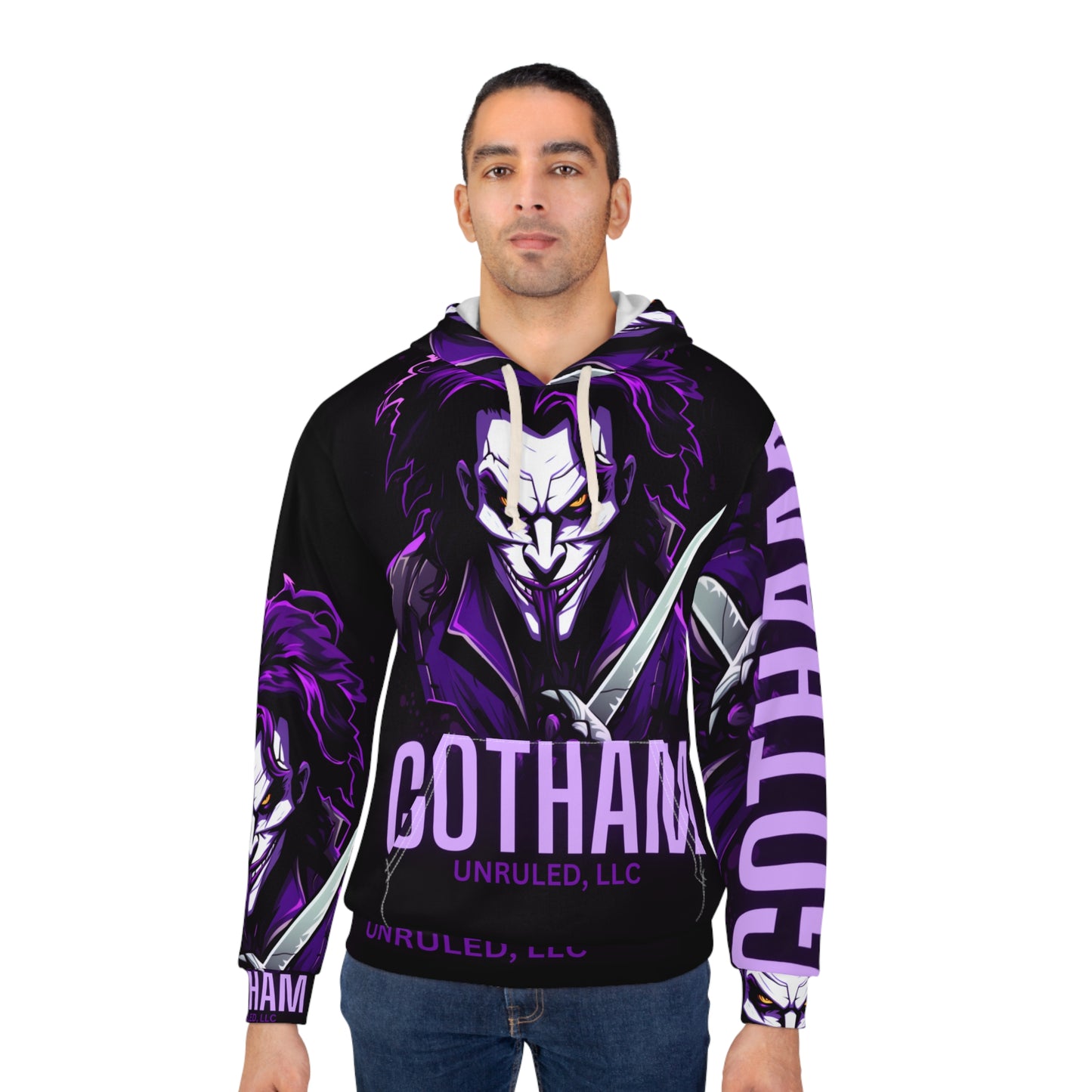 Gotham Purp Unisex Pullover Hoodie (AOP)