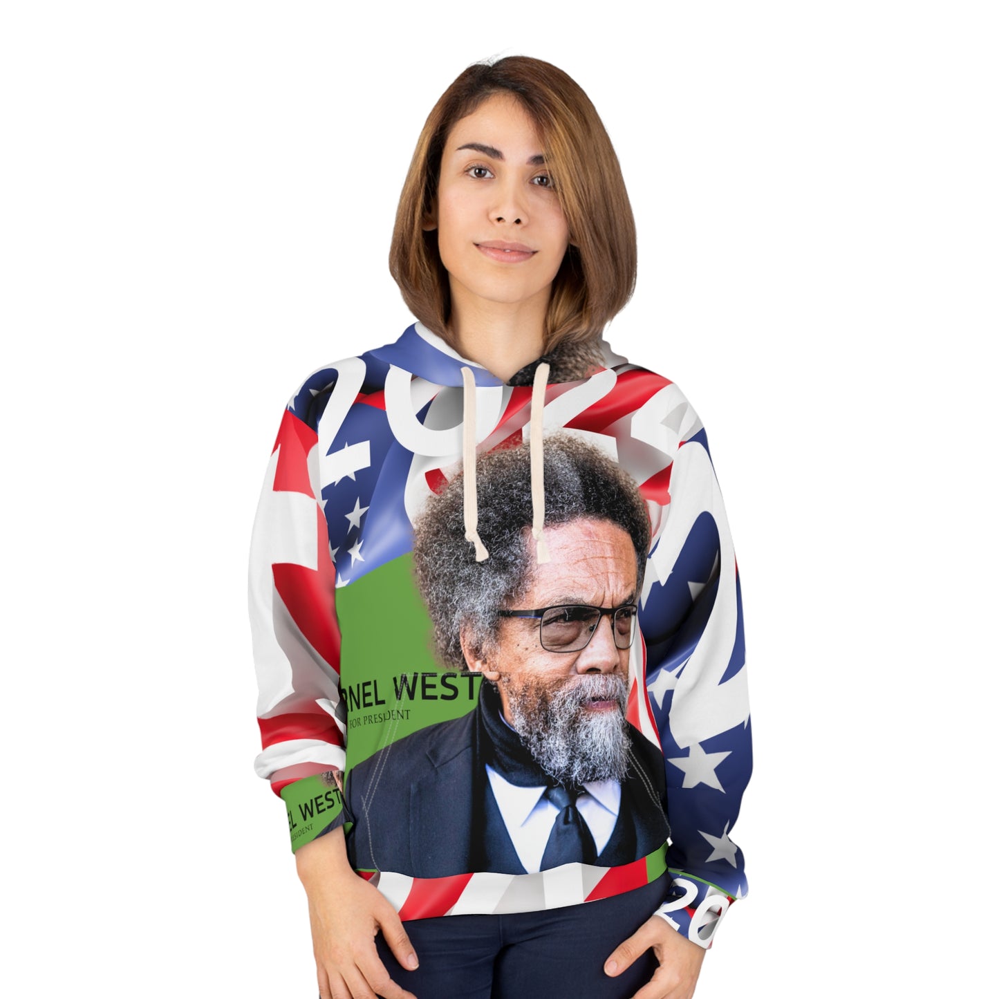 Green Cornel West 2 Unisex Pullover Hoodie (AOP)