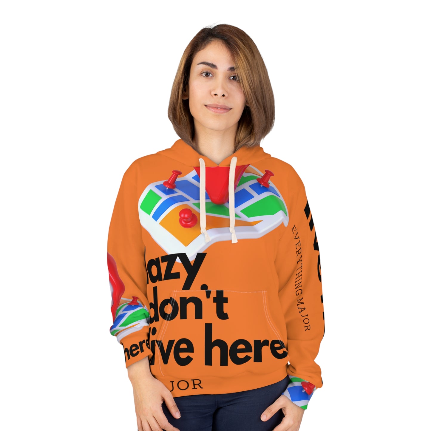 Major ORANGE Map Unisex Pullover Hoodie (AOP)