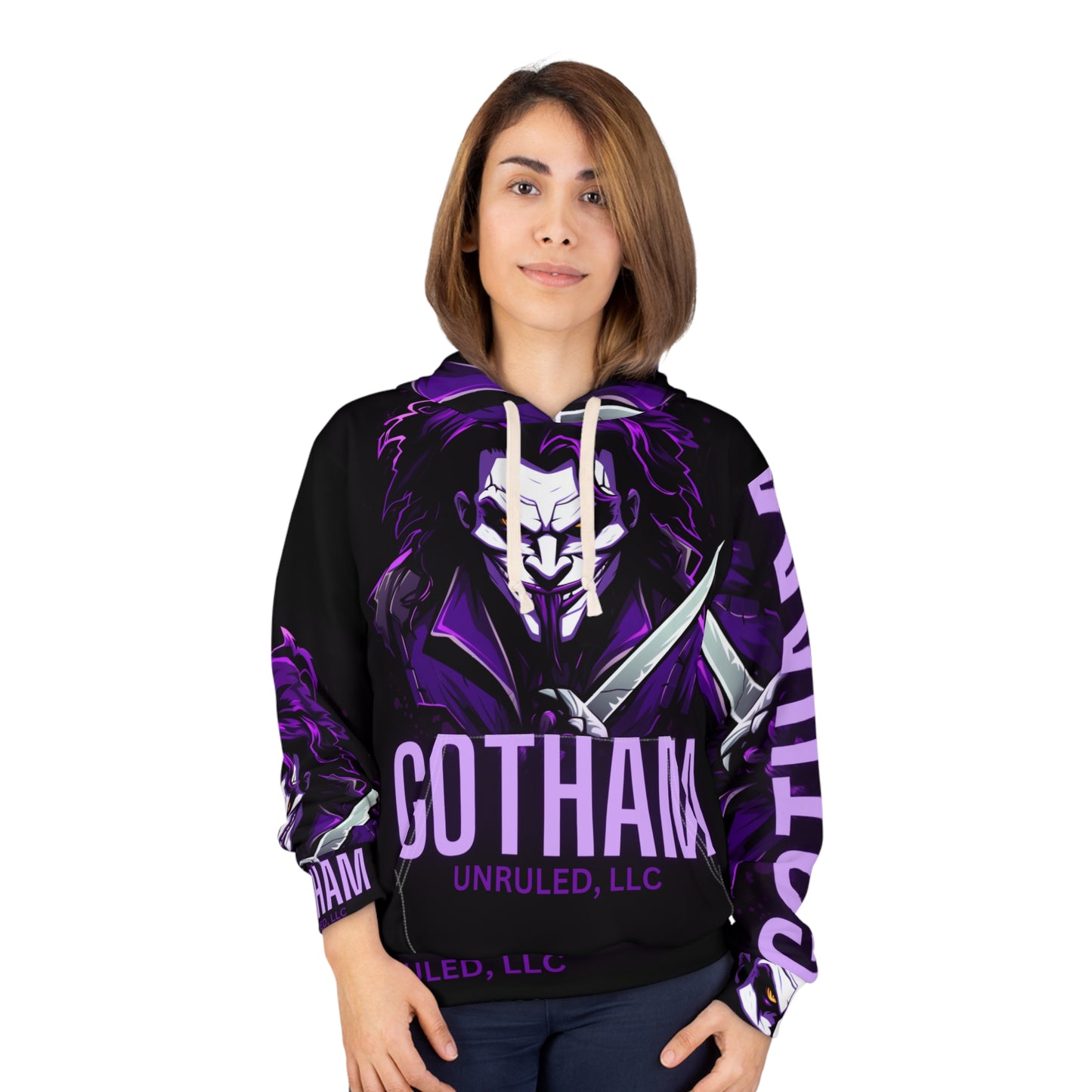 Gotham Purp Unisex Pullover Hoodie (AOP)