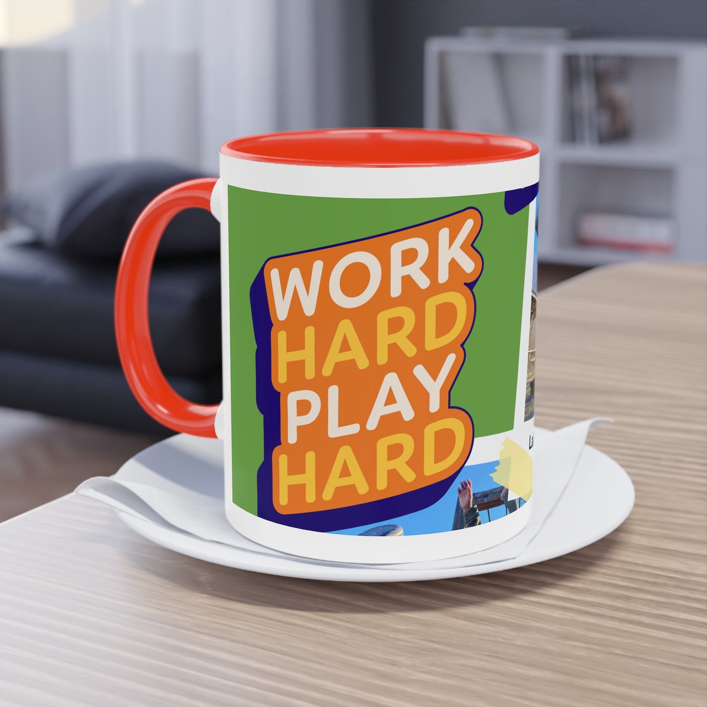 Work Hard Two-Tone Coffee Mug, 11oz