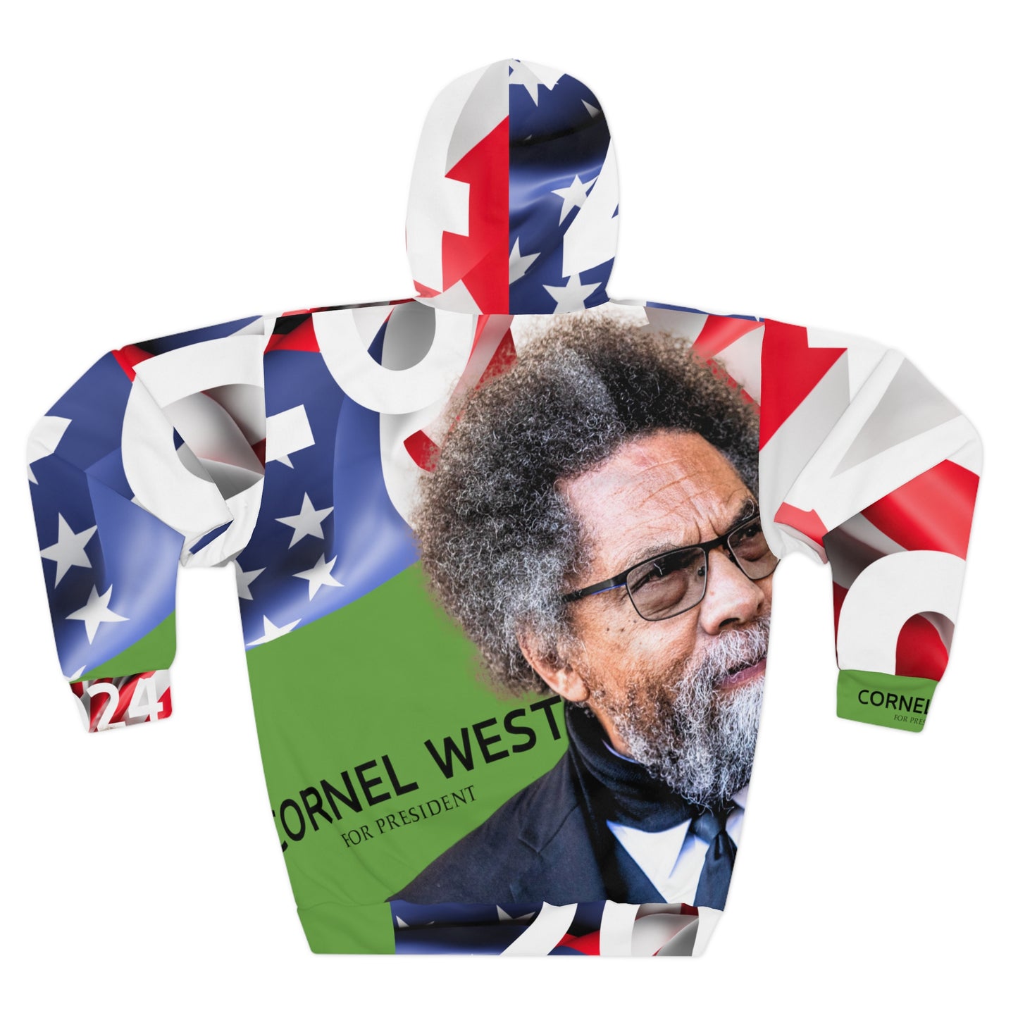 Green Cornel West 2 Unisex Pullover Hoodie (AOP)