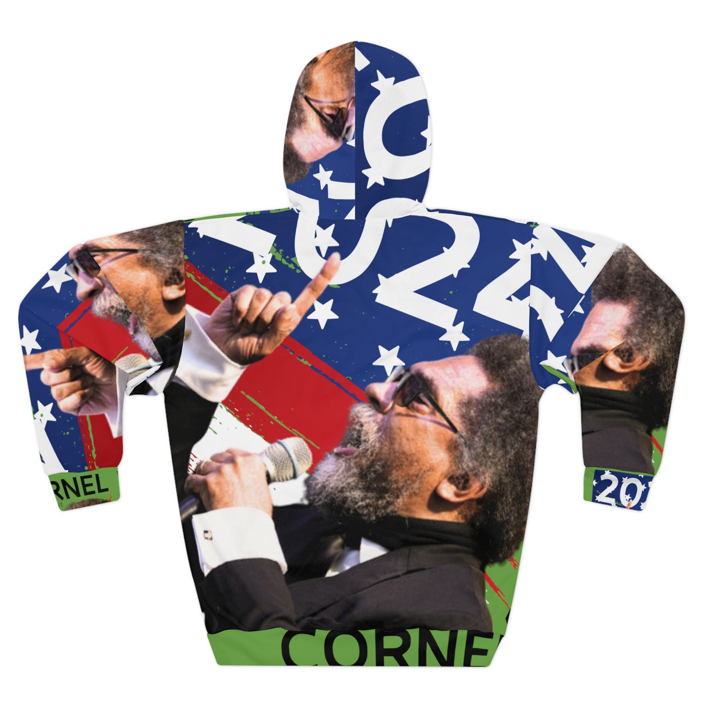 Green Cornel West Unisex Pullover Hoodie (AOP)