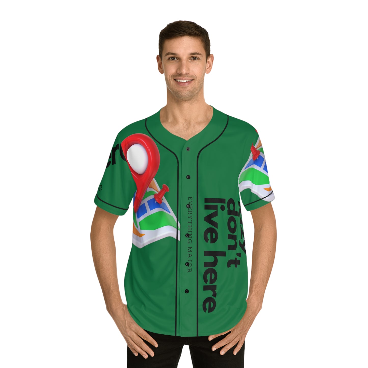 MAJOR MAP GREEN Men's Baseball Jersey (AOP)