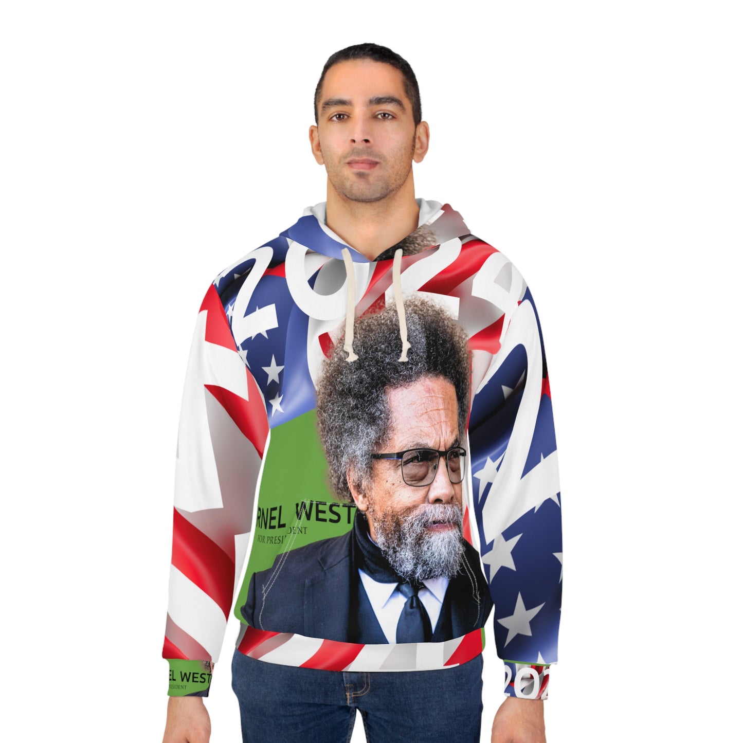 Green Cornel West 2 Unisex Pullover Hoodie (AOP)