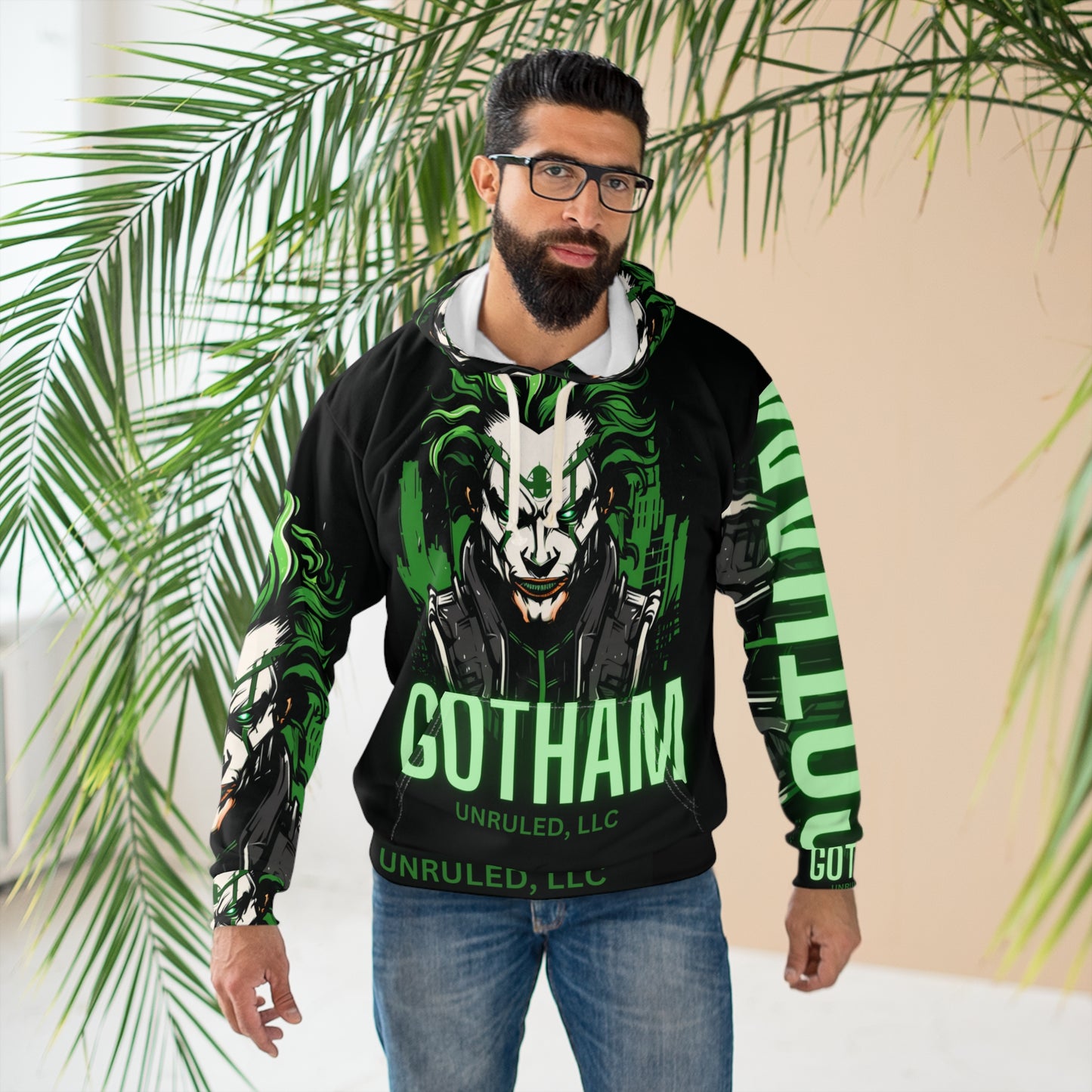 Gotham Green Unisex Pullover Hoodie (AOP)