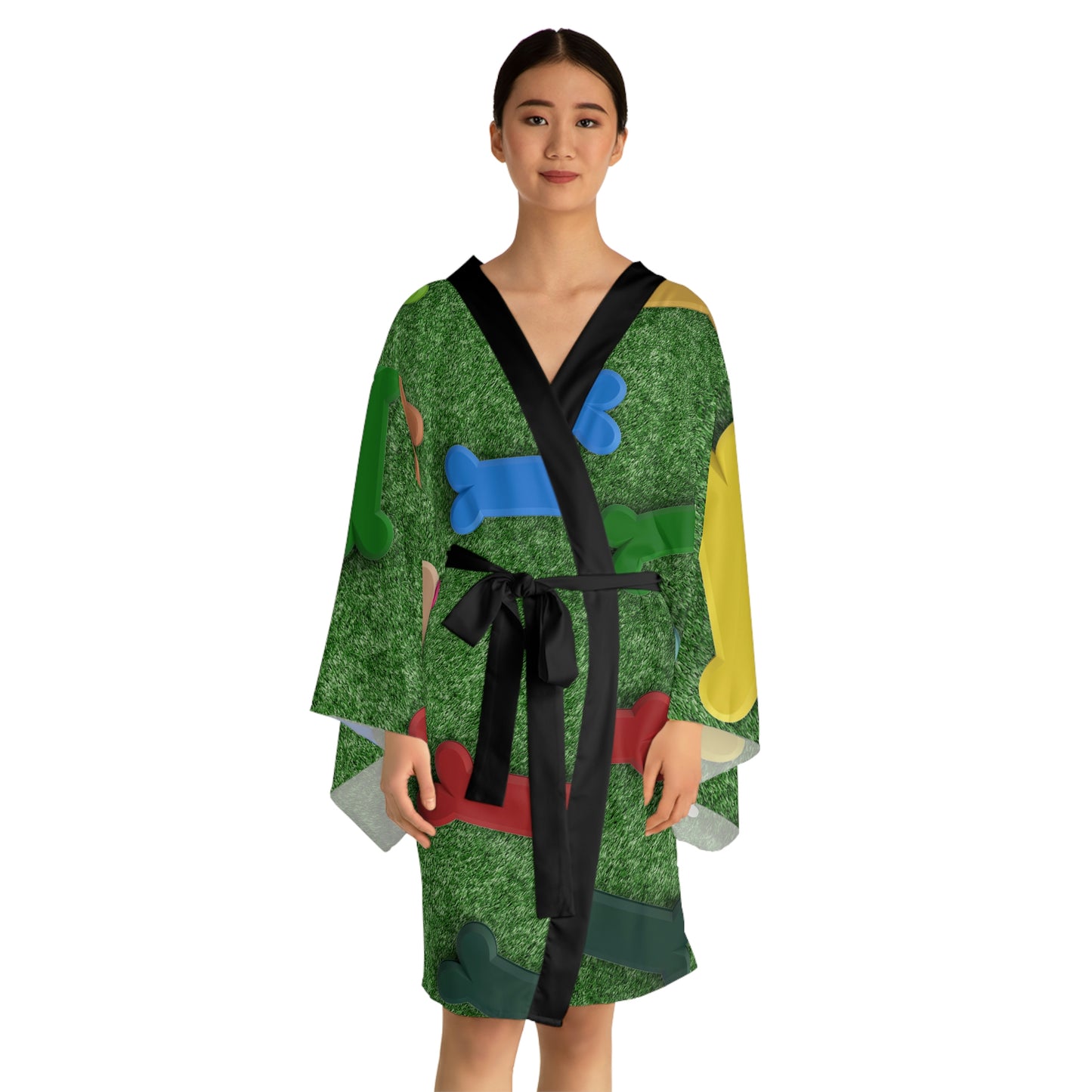 Grassy Bone Long Sleeve Kimono Robe (AOP)