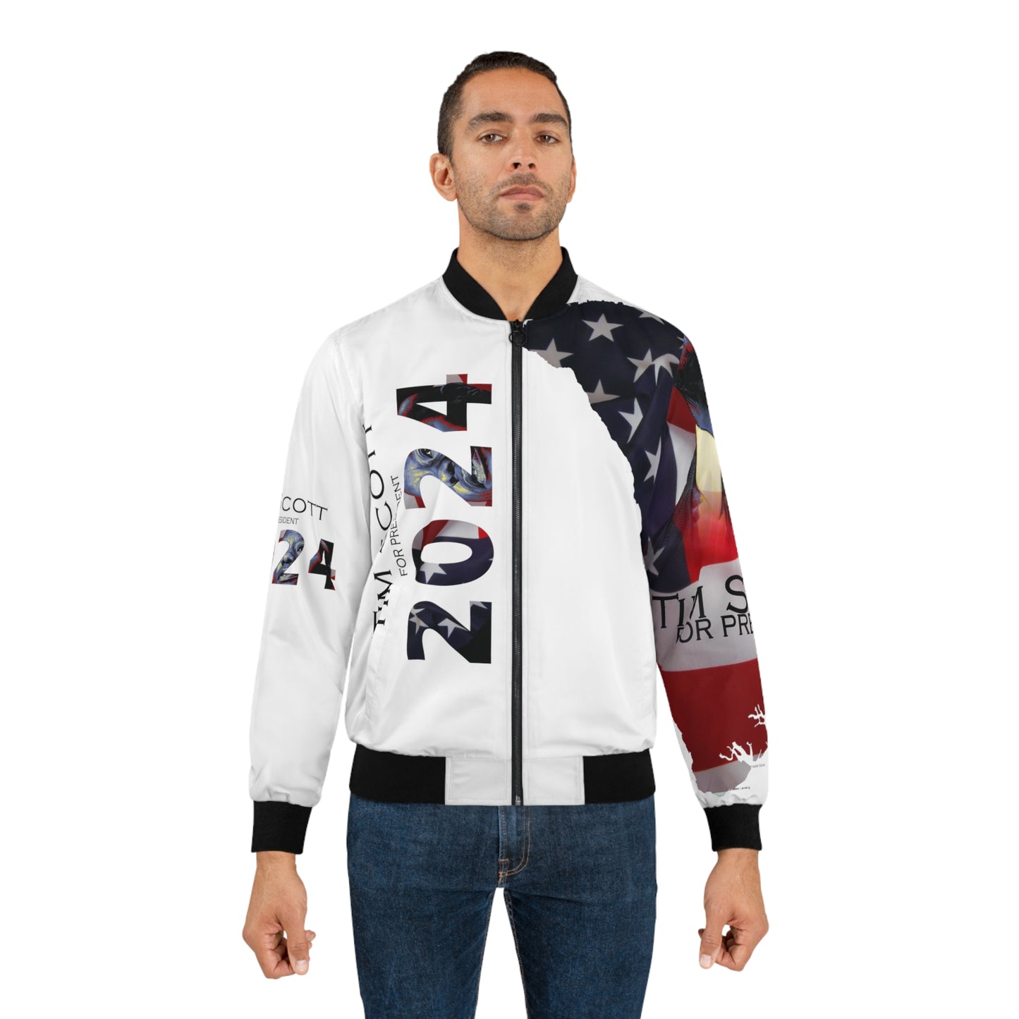 Tim Scott White Men's Bomber Jacket (AOP)