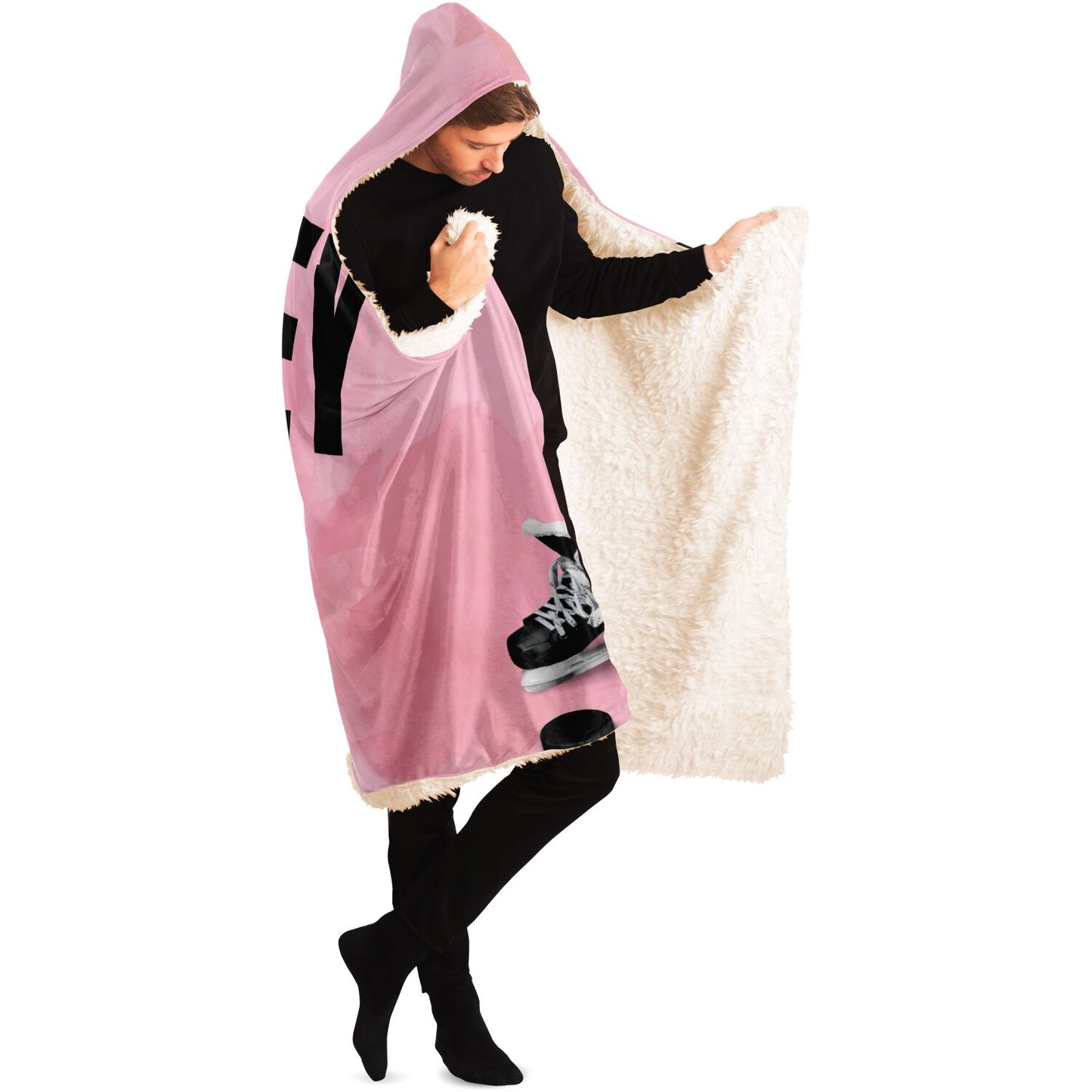 Pink Puck Hooded Blanket - AOP