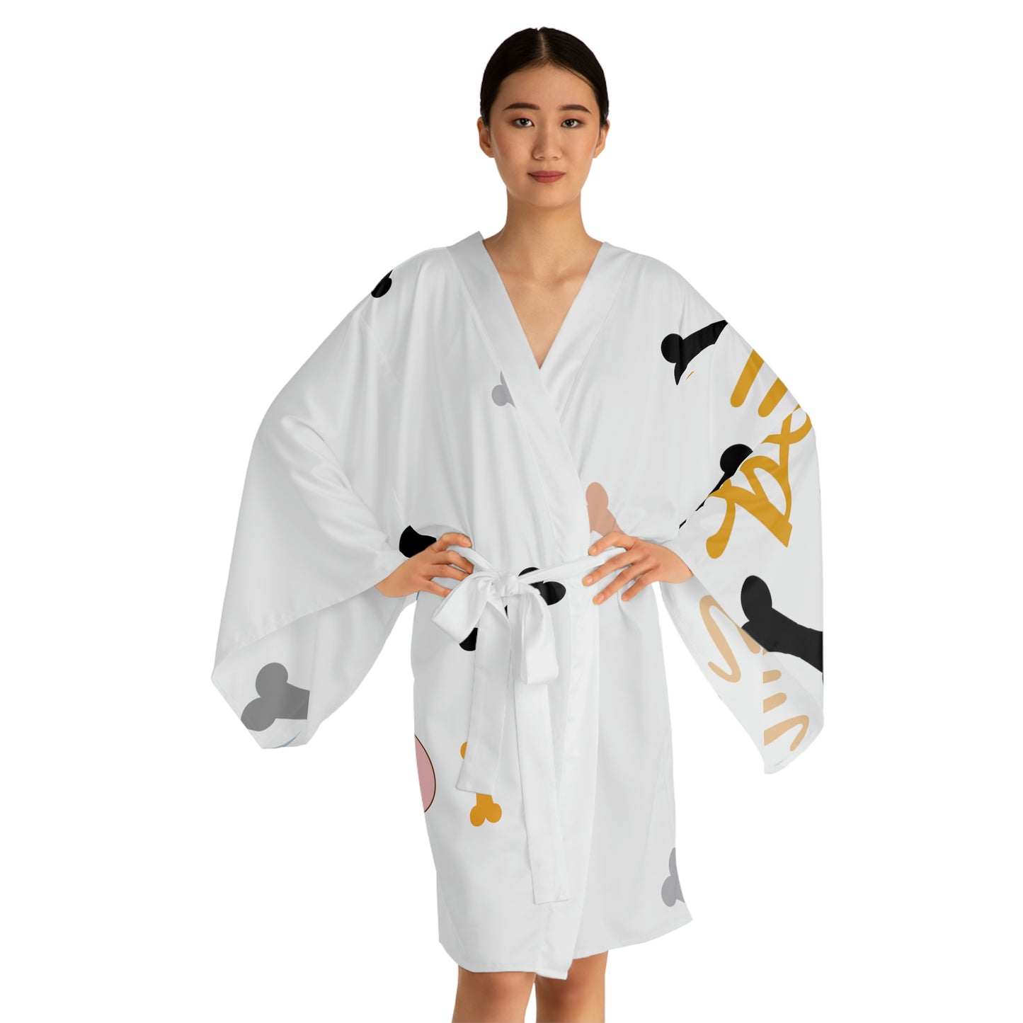 Doggie Bed Long Sleeve Kimono Robe (AOP)