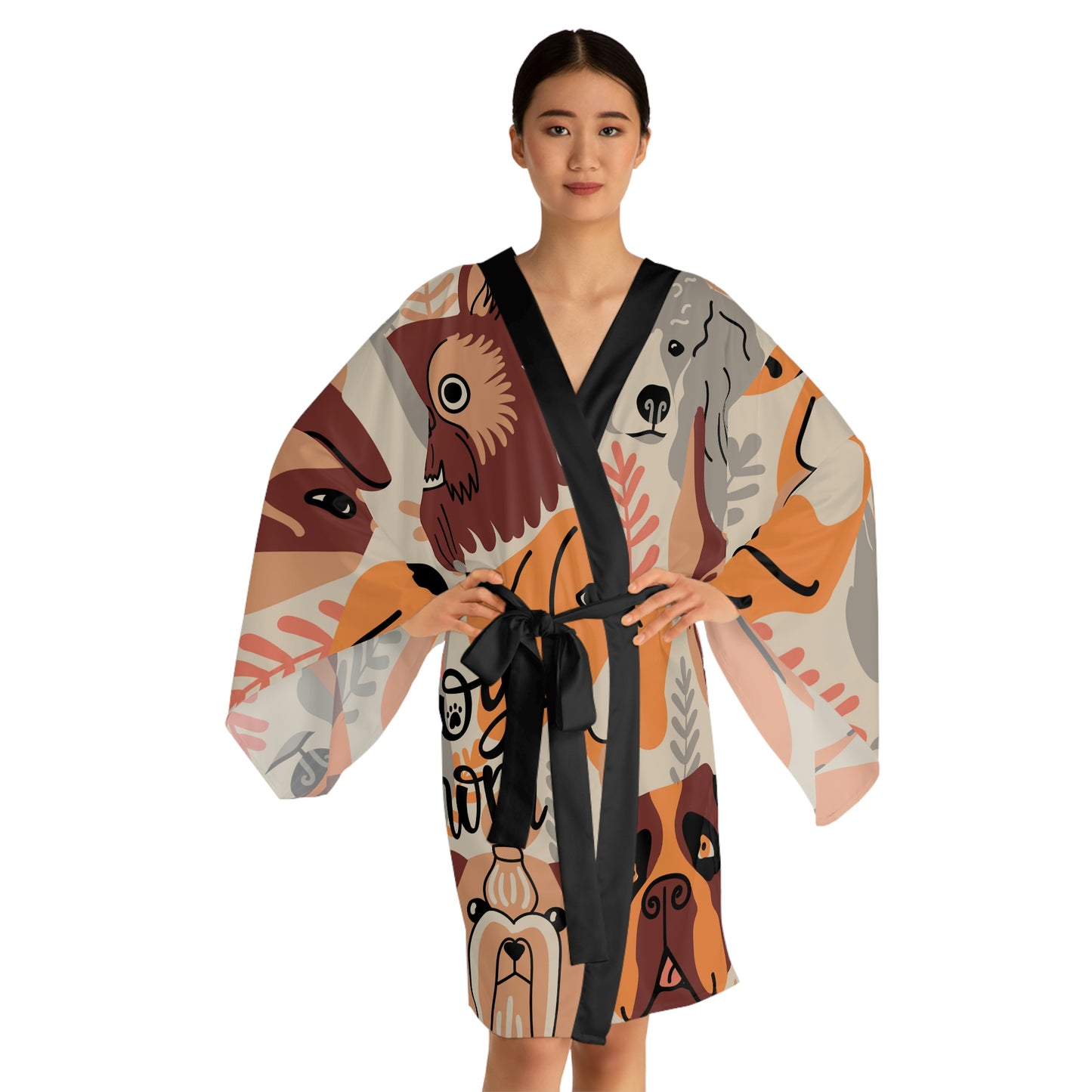 Few Dogs Long Sleeve Kimono Robe (AOP)