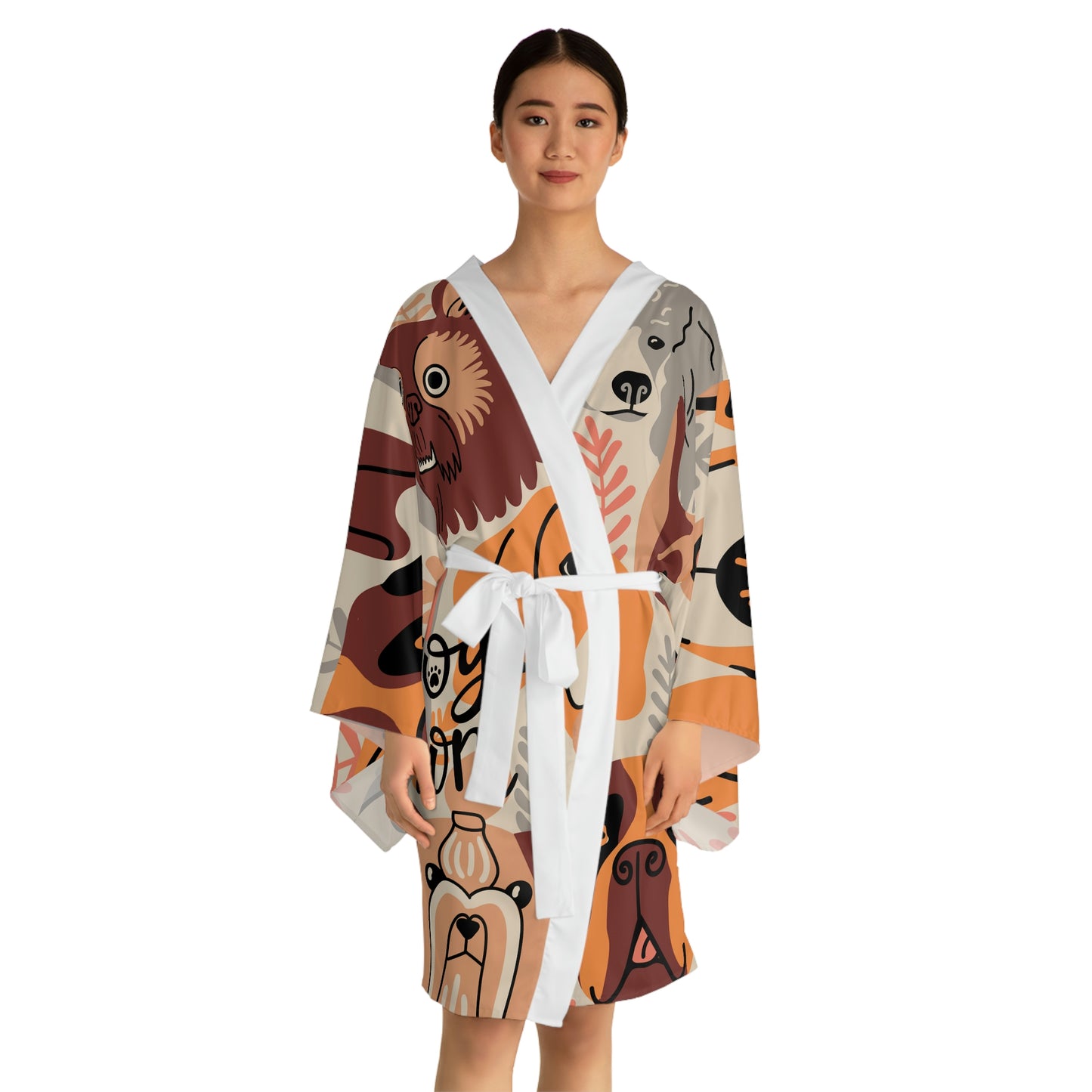 Few Dogs Long Sleeve Kimono Robe (AOP)