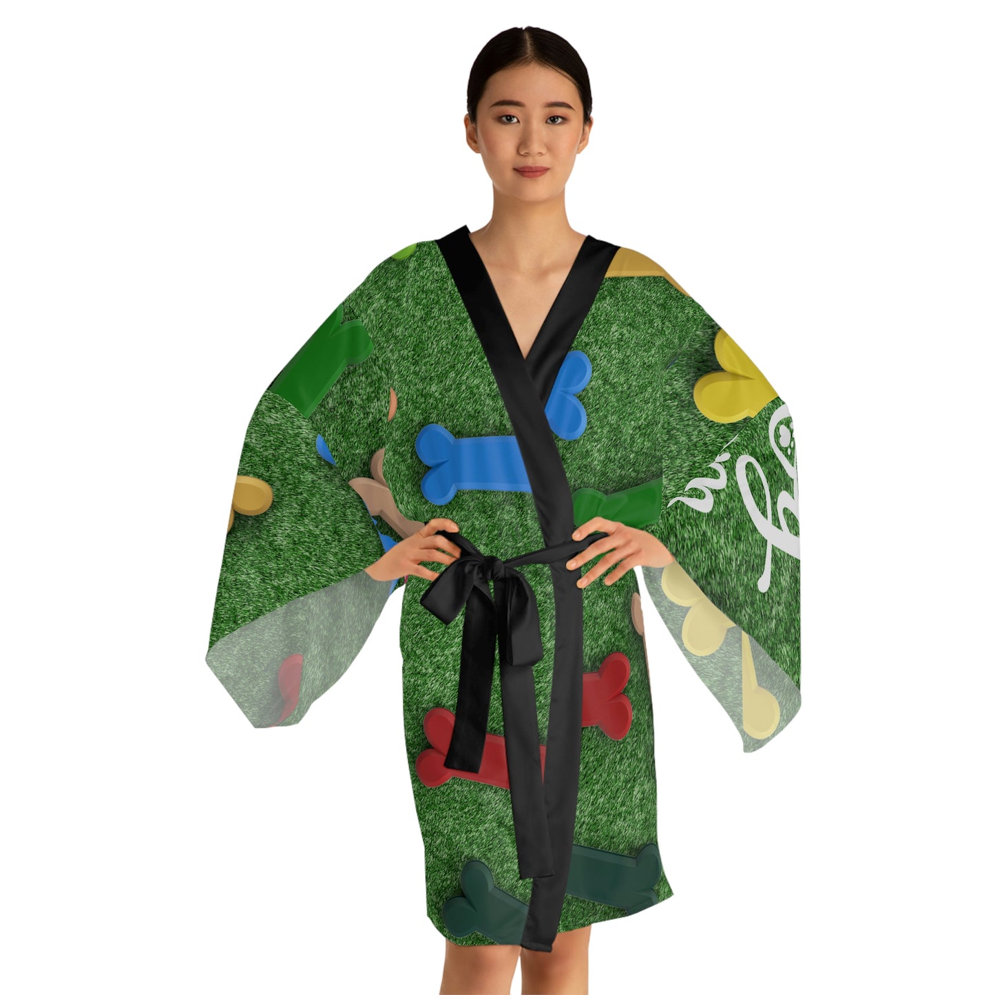 Grassy Bone Long Sleeve Kimono Robe (AOP)