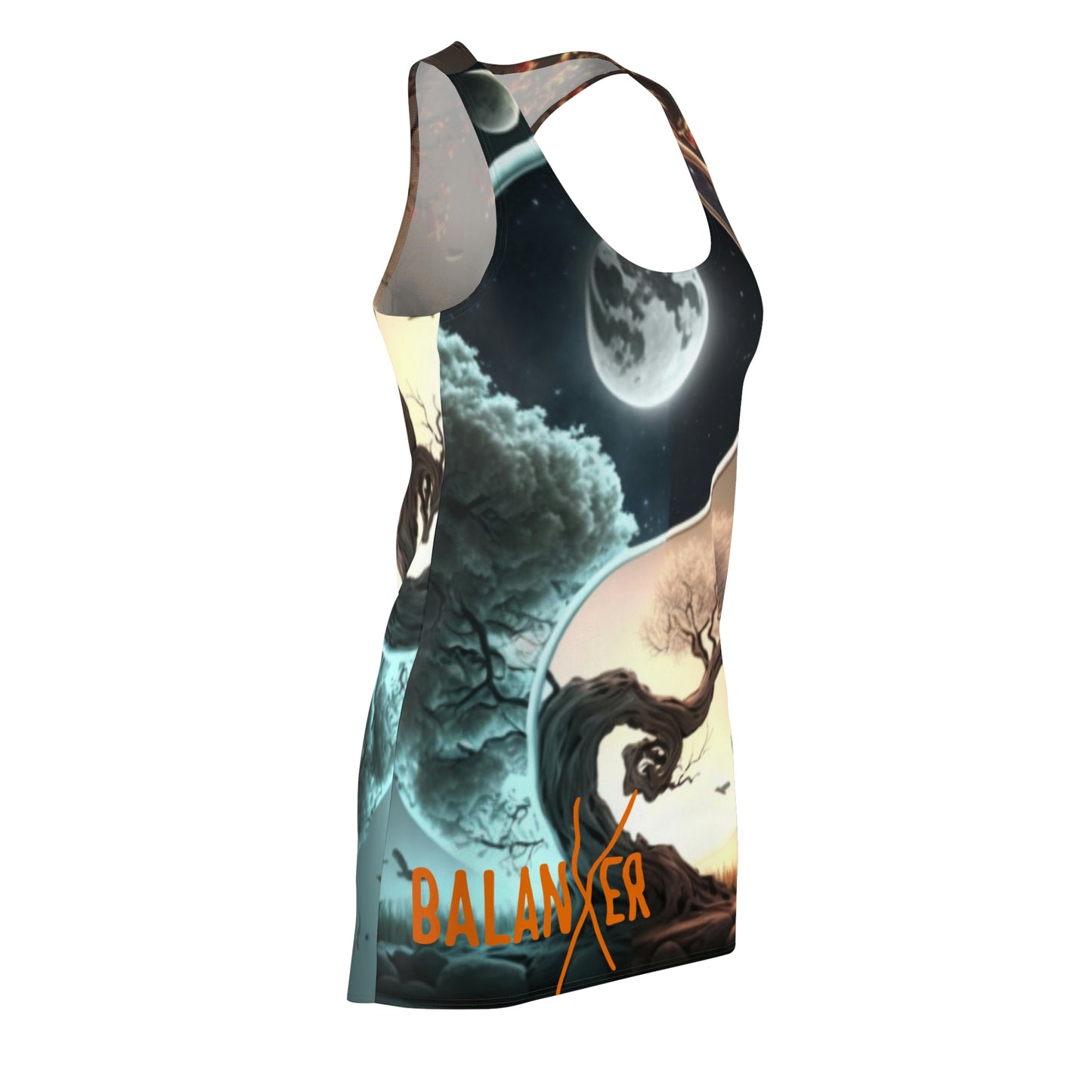 Balanxer Yin Yang Women's Cut & Sew Racerback Dress (AOP)