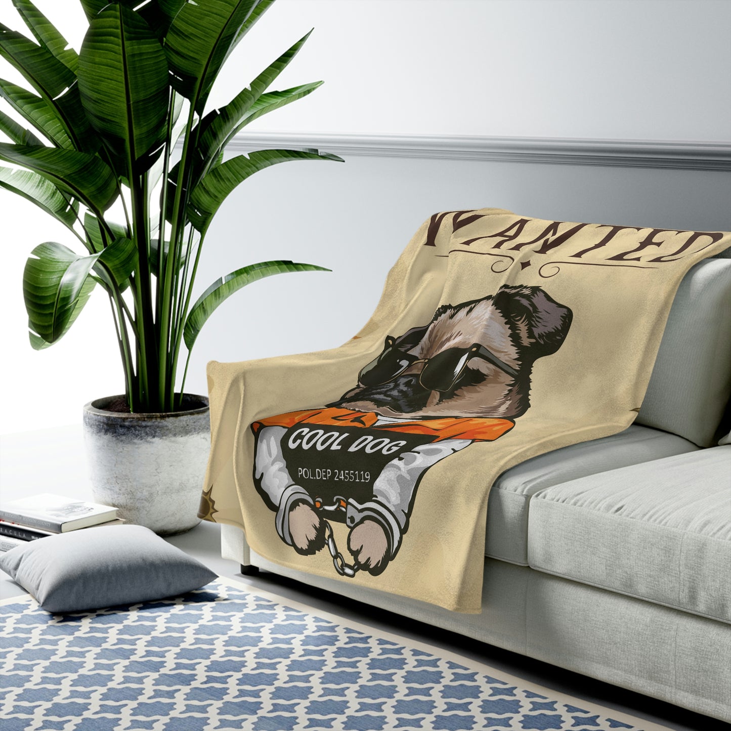 Wanted Dog Velveteen Plush Blanket