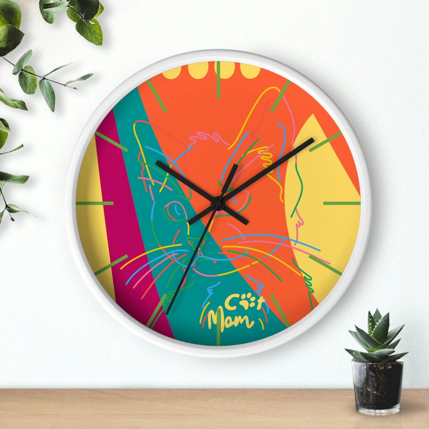 Cat Lines Wall Clock