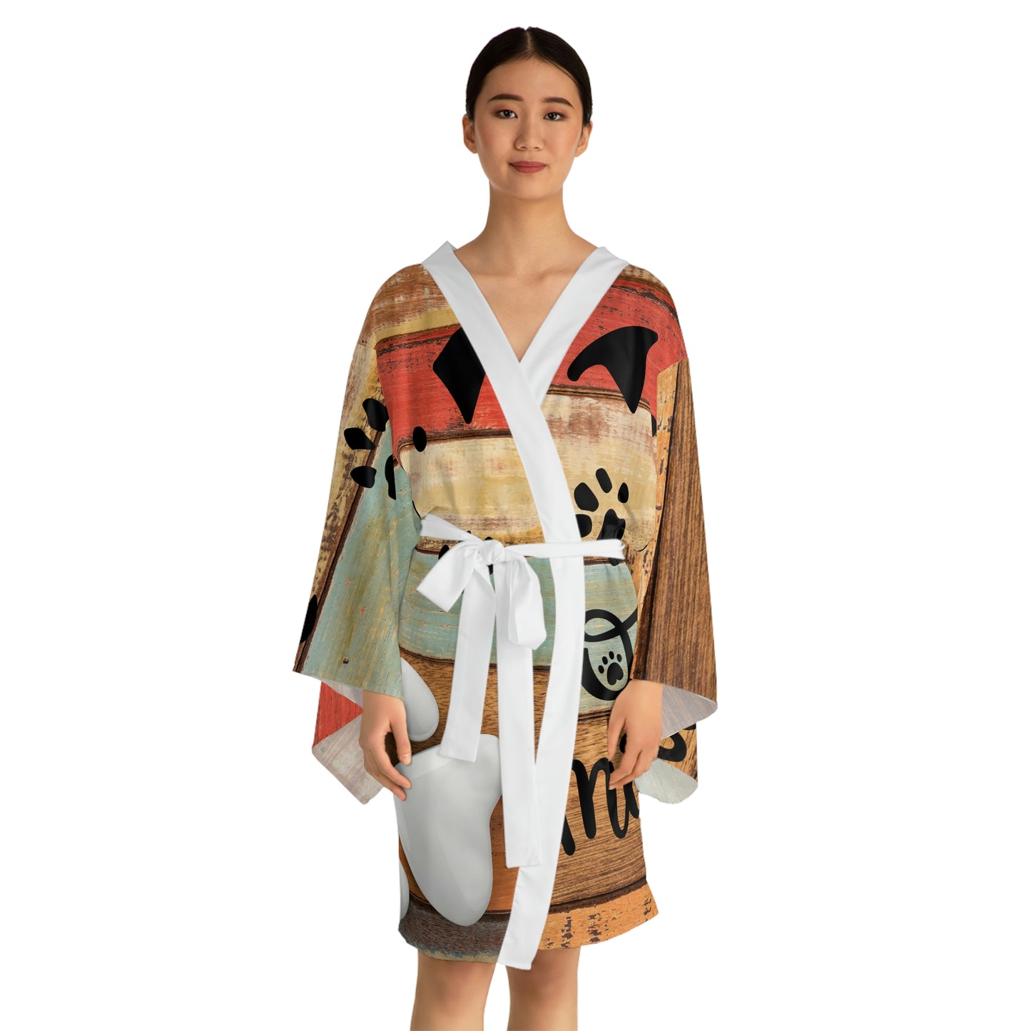 Wood Bone Long Sleeve Kimono Robe (AOP)