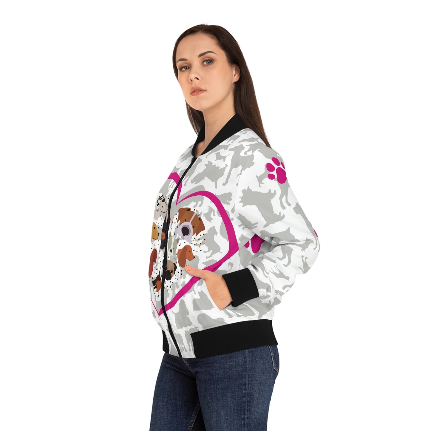 Pup Love Women's Bomber Jacket (AOP)