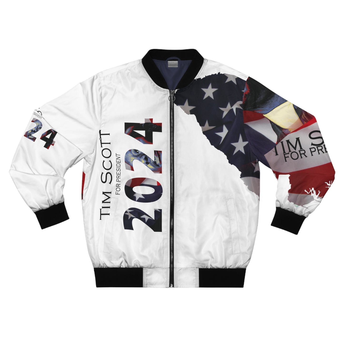 Tim Scott White Men's Bomber Jacket (AOP)