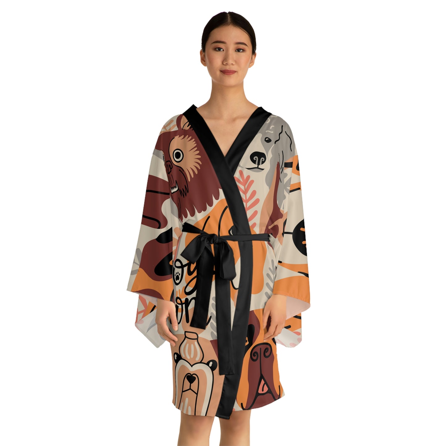 Few Dogs Long Sleeve Kimono Robe (AOP)