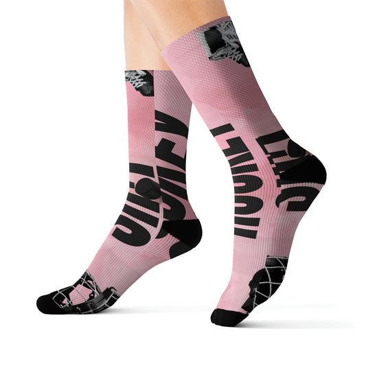 Pink Puck Sublimation Socks