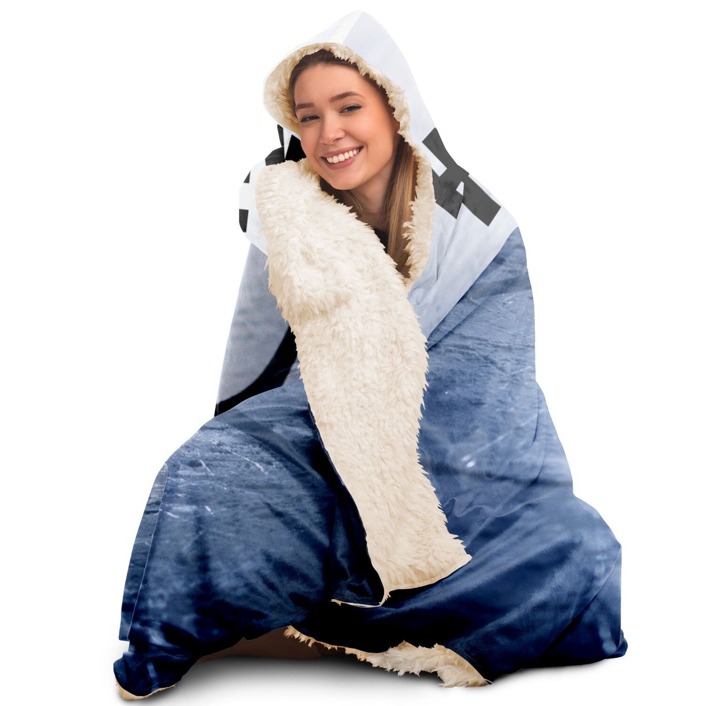 Black Ice Hooded Blanket - AOP