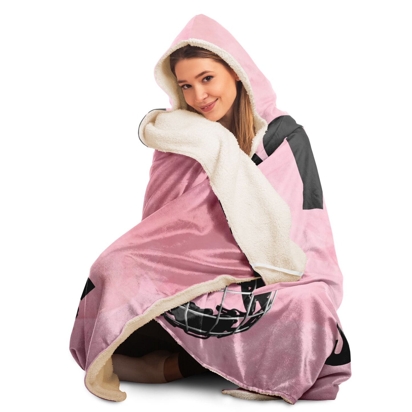 Pink Puck Hooded Blanket - AOP