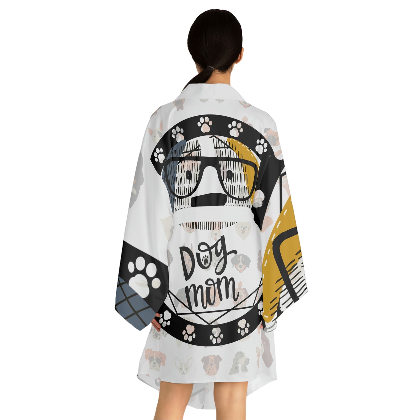 Dog Glasses Long Sleeve Kimono Robe (AOP)