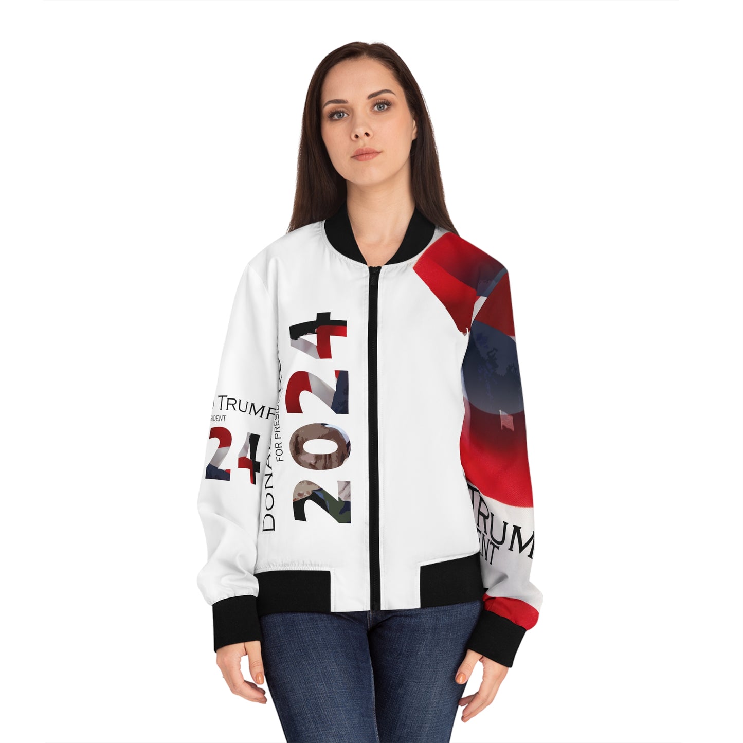 Donald Trump Women's Bomber Jacket (AOP)