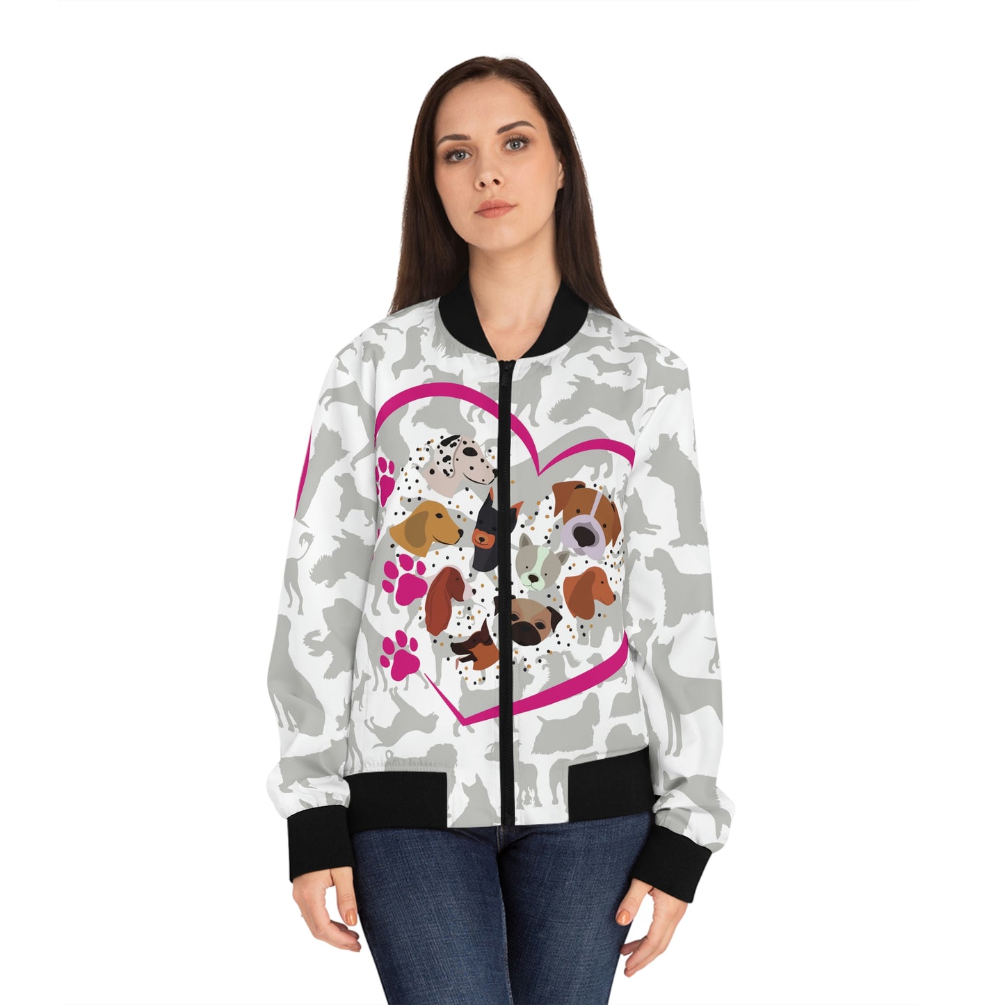 Pup Love Women's Bomber Jacket (AOP)