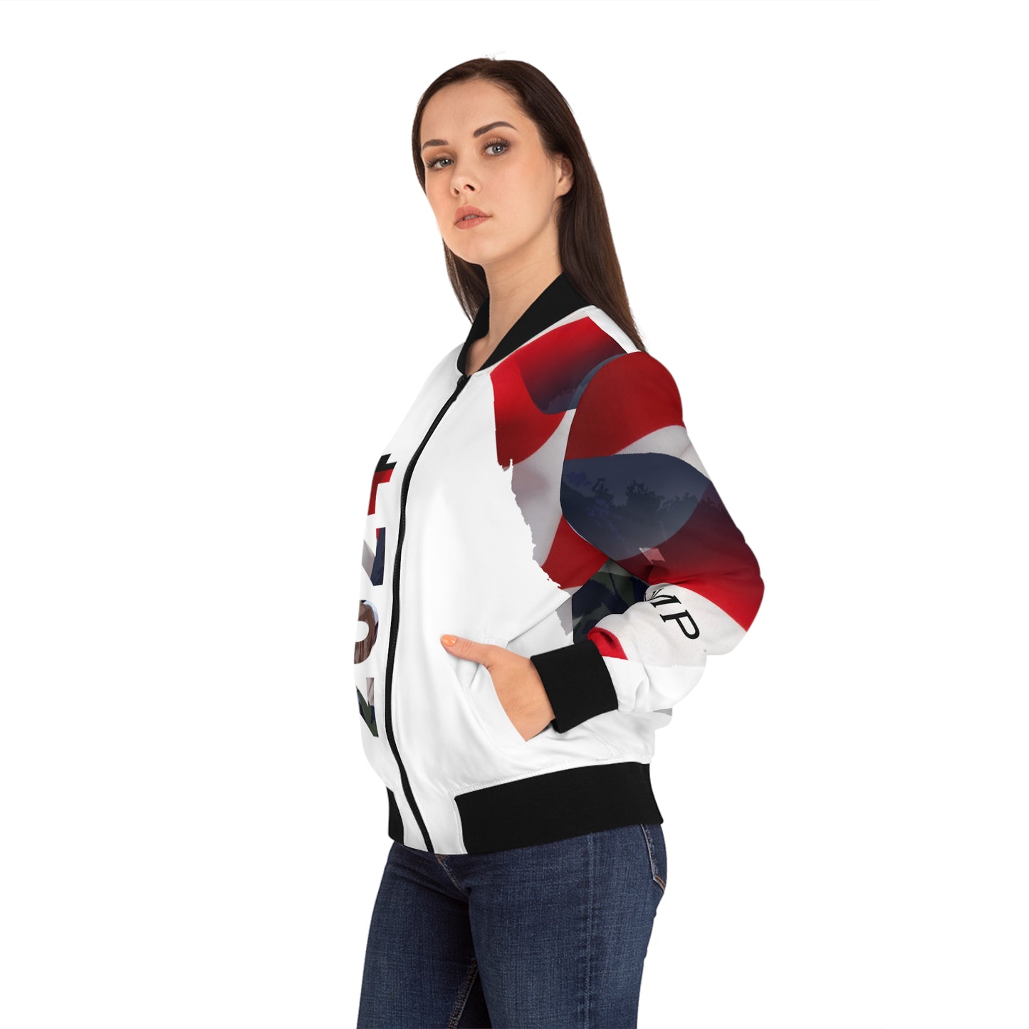 Donald Trump Women's Bomber Jacket (AOP)