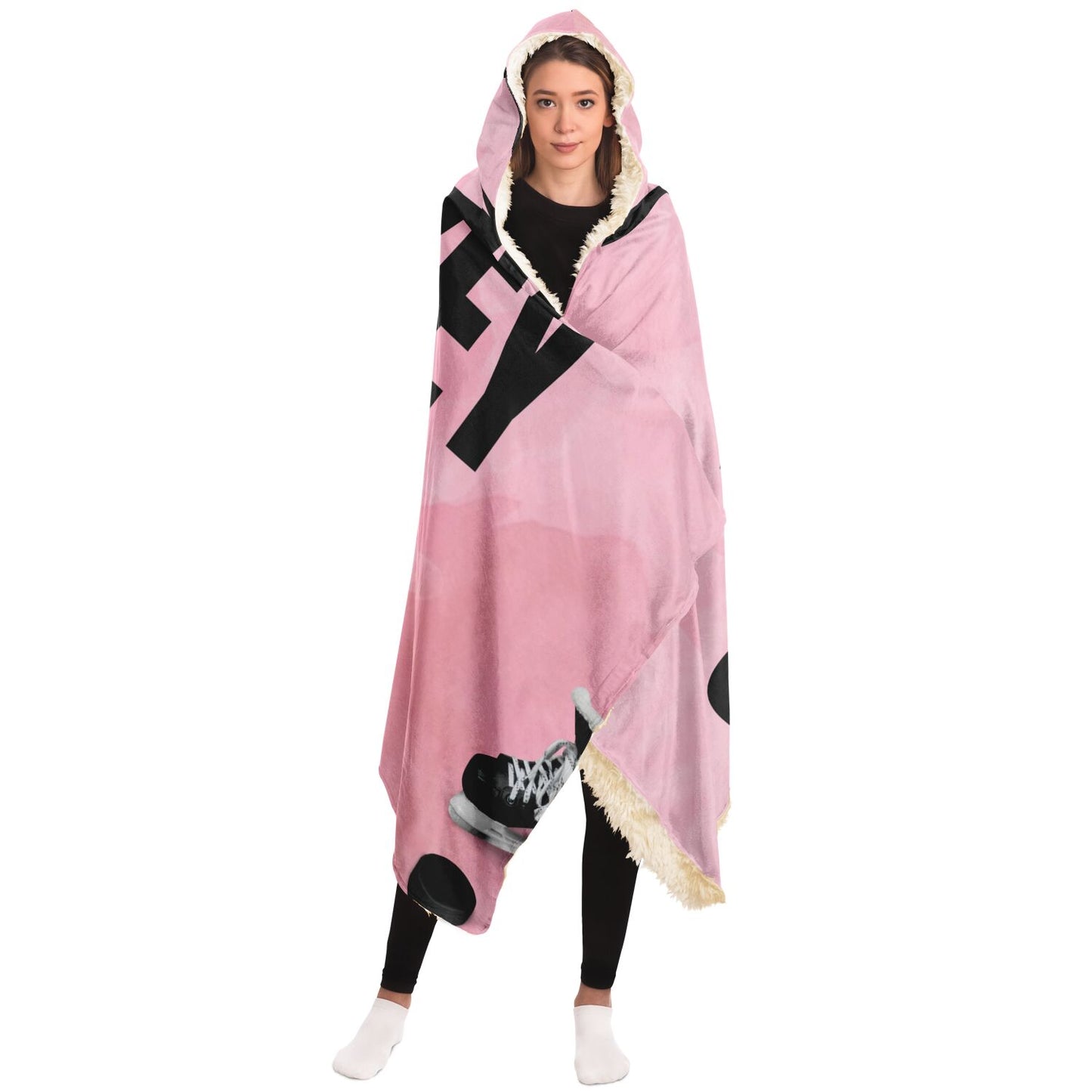 Pink Puck Hooded Blanket - AOP