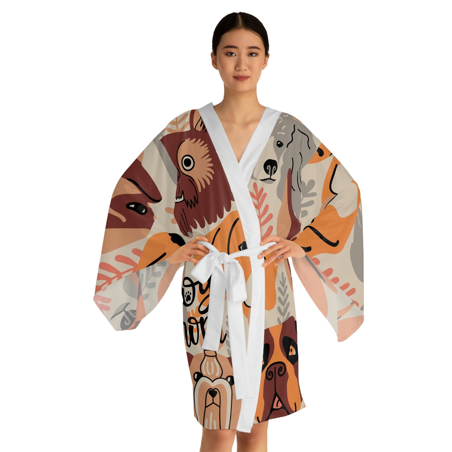 Few Dogs Long Sleeve Kimono Robe (AOP)