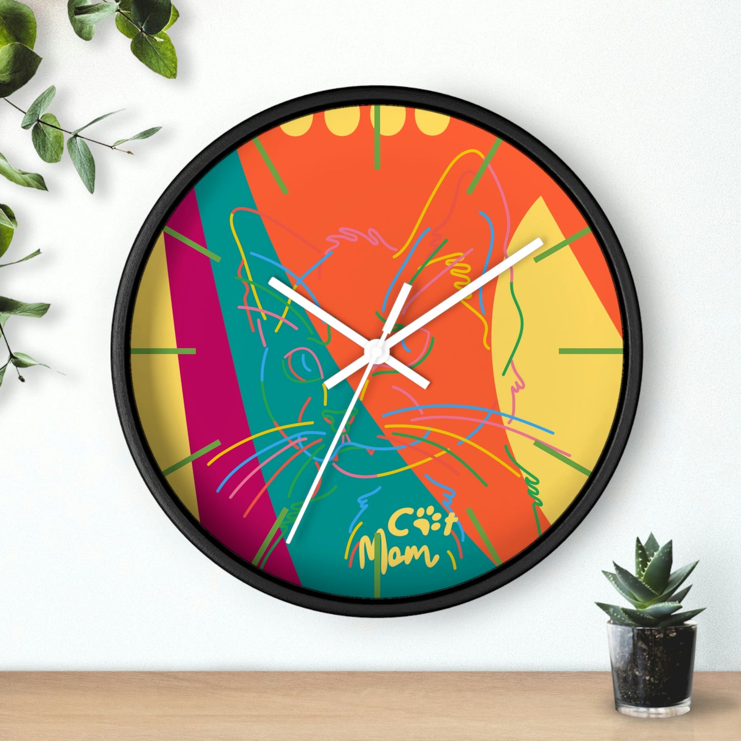 Cat Lines Wall Clock