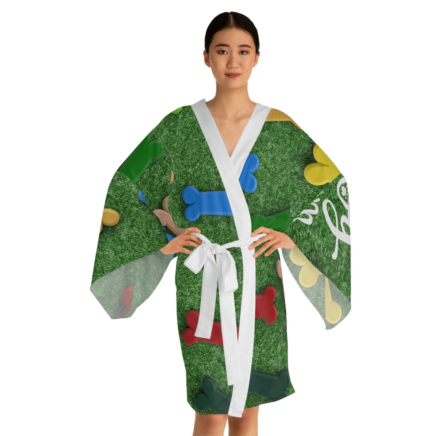 Grassy Bone Long Sleeve Kimono Robe (AOP)