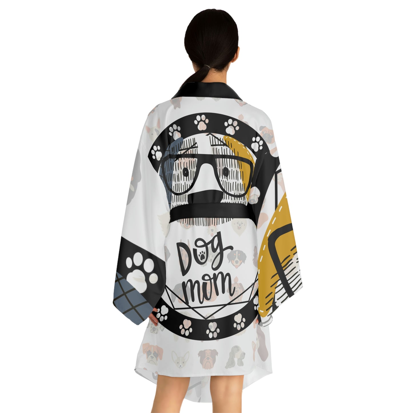 Dog Glasses Long Sleeve Kimono Robe (AOP)