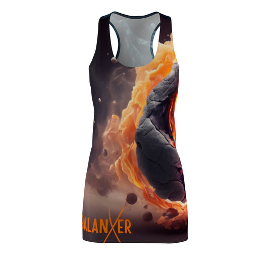 Balanxer Fire Cell Women's Cut & Sew Racerback Dress (AOP)