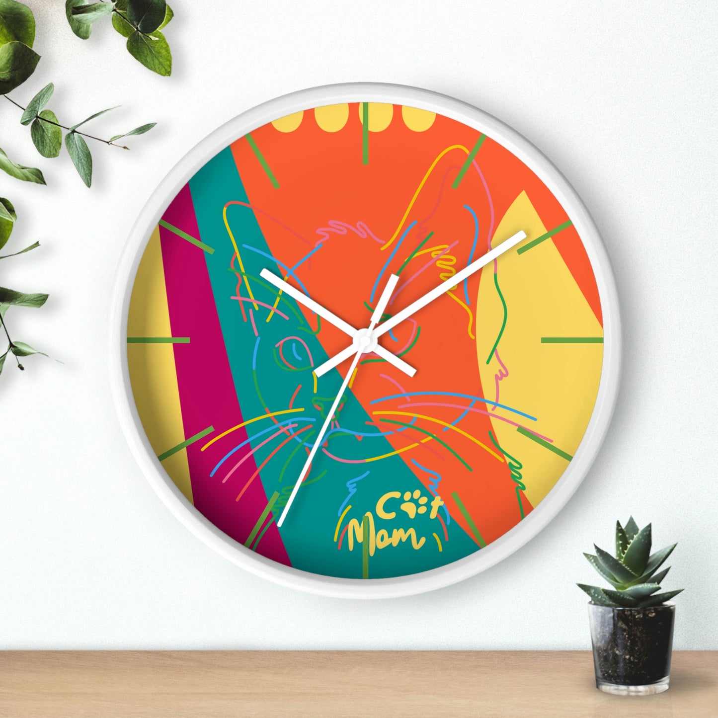 Cat Lines Wall Clock