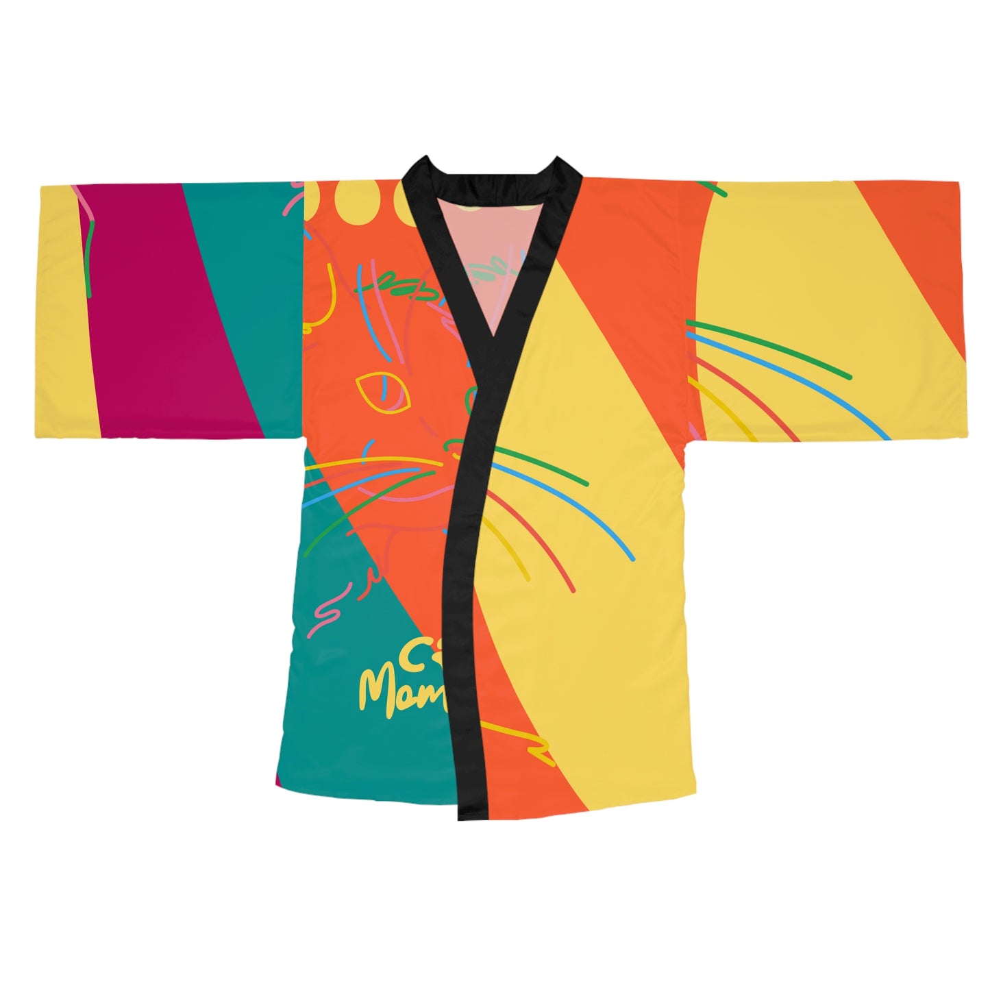 Here Kitty Long Sleeve Kimono Robe (AOP)