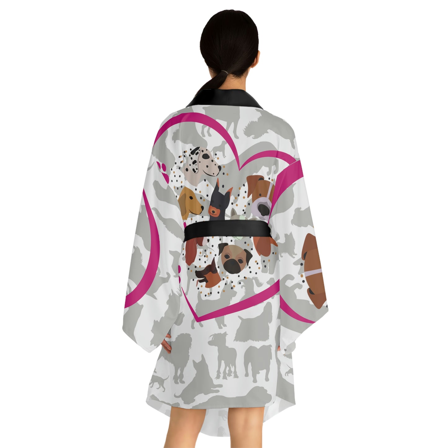 Pup Love Long Sleeve Kimono Robe (AOP)