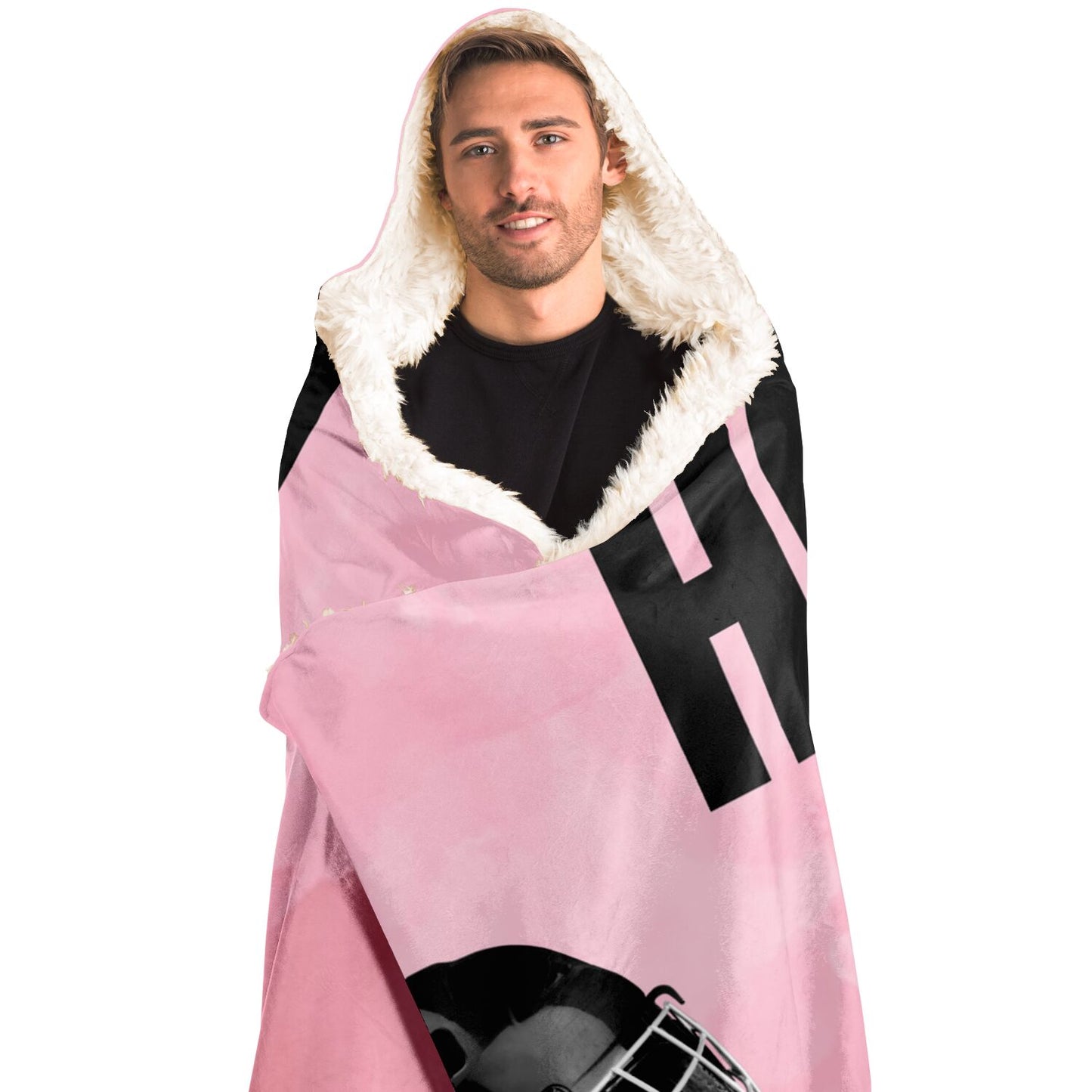 Pink Puck Hooded Blanket - AOP