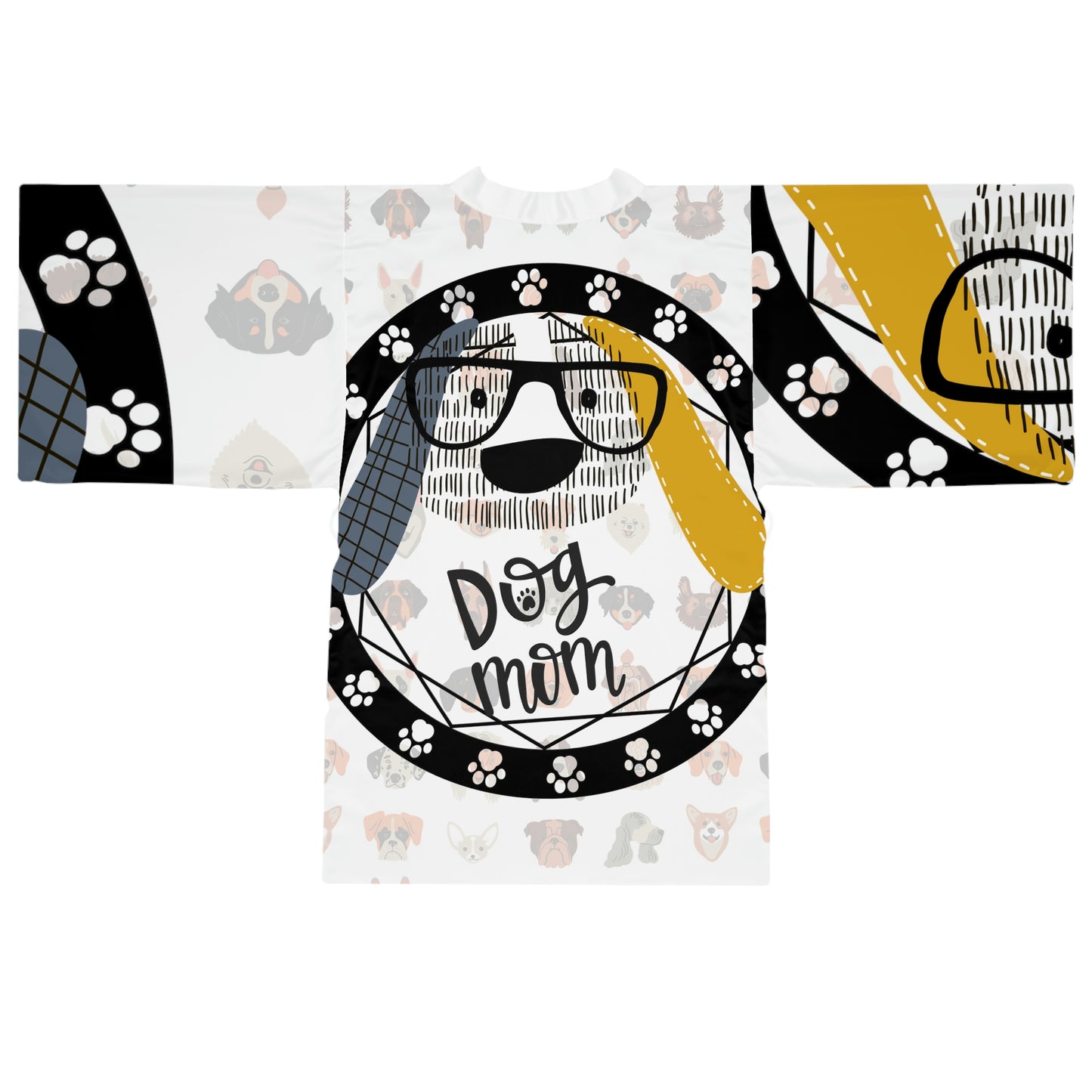 Dog Glasses Long Sleeve Kimono Robe (AOP)