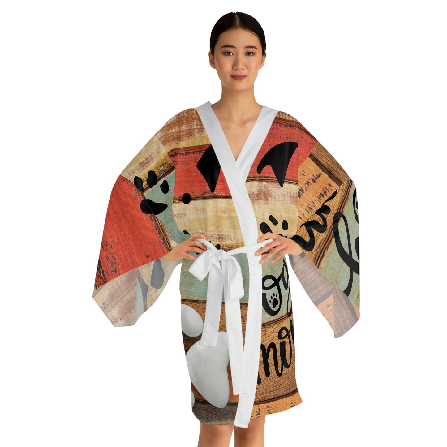 Wood Bone Long Sleeve Kimono Robe (AOP)