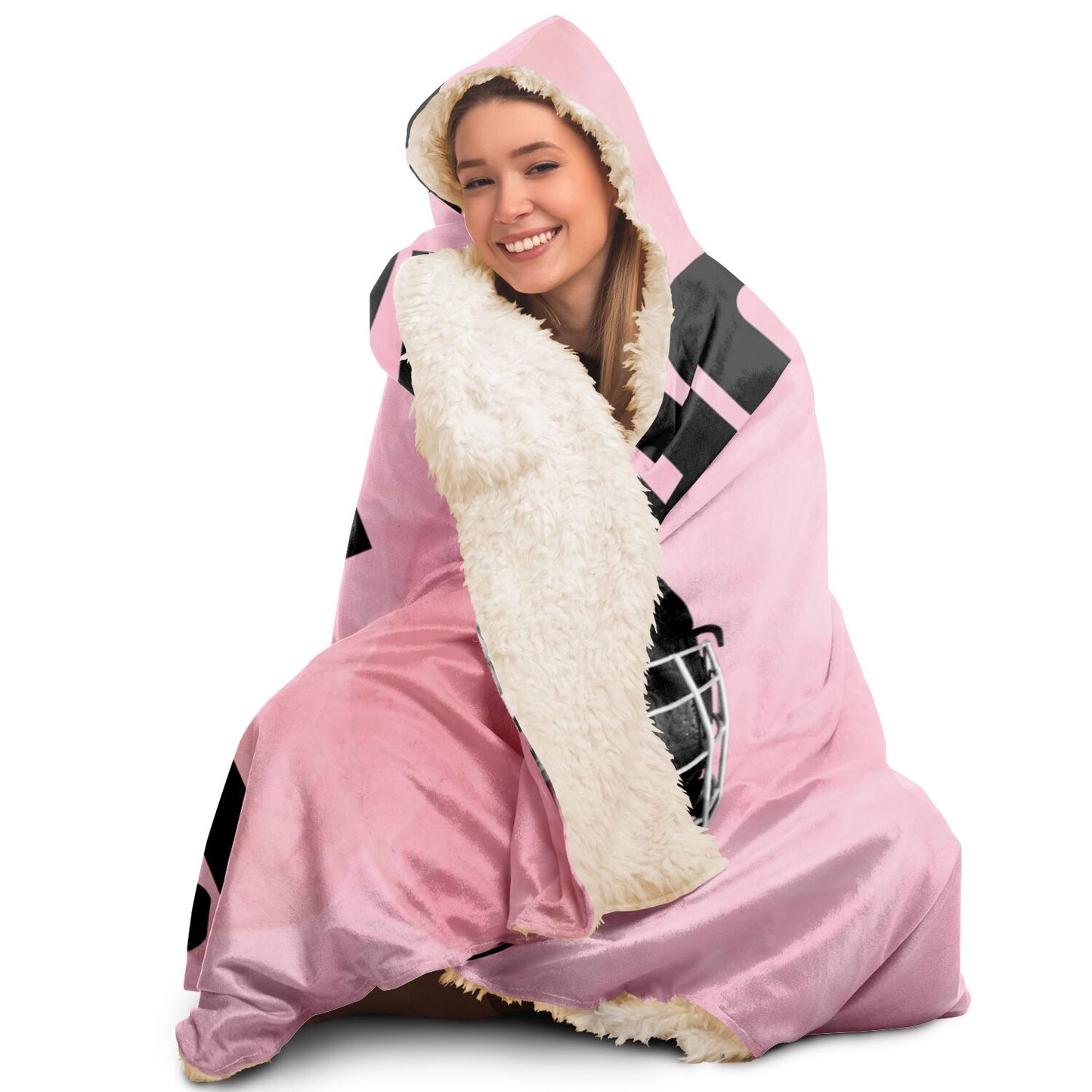 Pink Puck Hooded Blanket - AOP