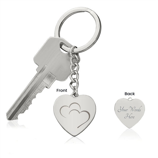 Engraved Double Heart Keychain