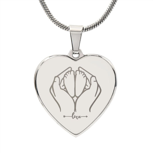 New Mom Engraved Heart Necklace