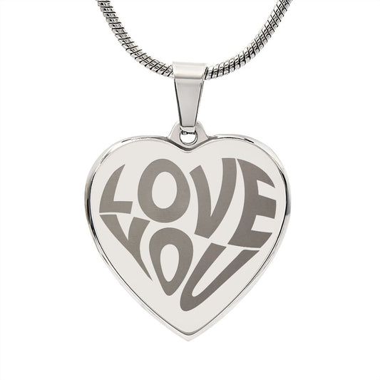 Love You Engraved Heart Necklace