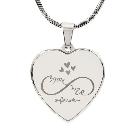 You & Me Engraved Heart Necklace