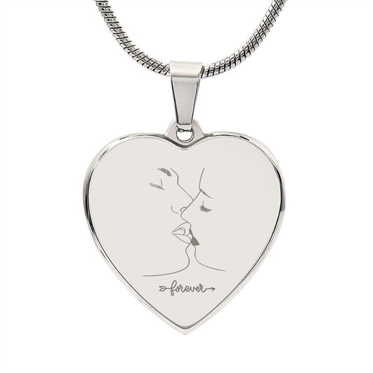 Kiss Engraved Heart Necklace