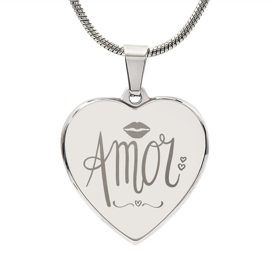 Amor Engraved Heart Necklace